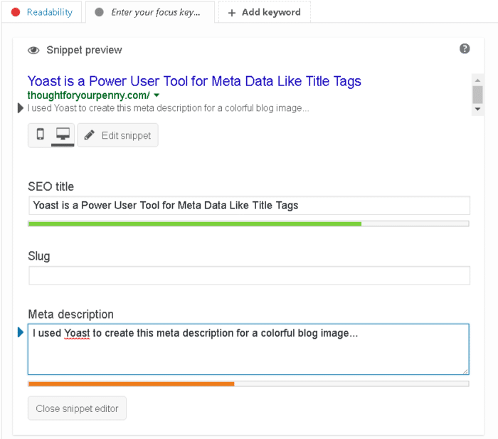 Uso del Yoast SEO para crear una metaetiqueta en WordPress